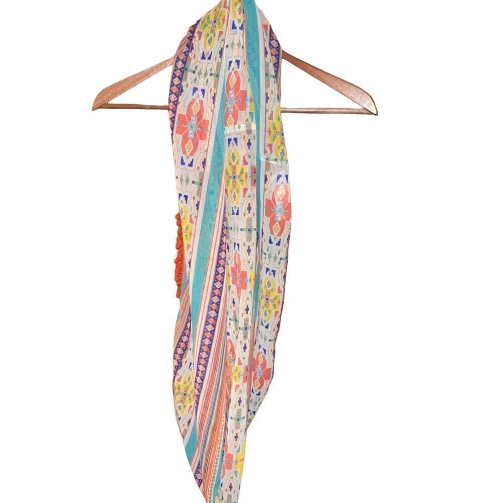 Forever 21 boho infinity scarf with‎ pom pom trim